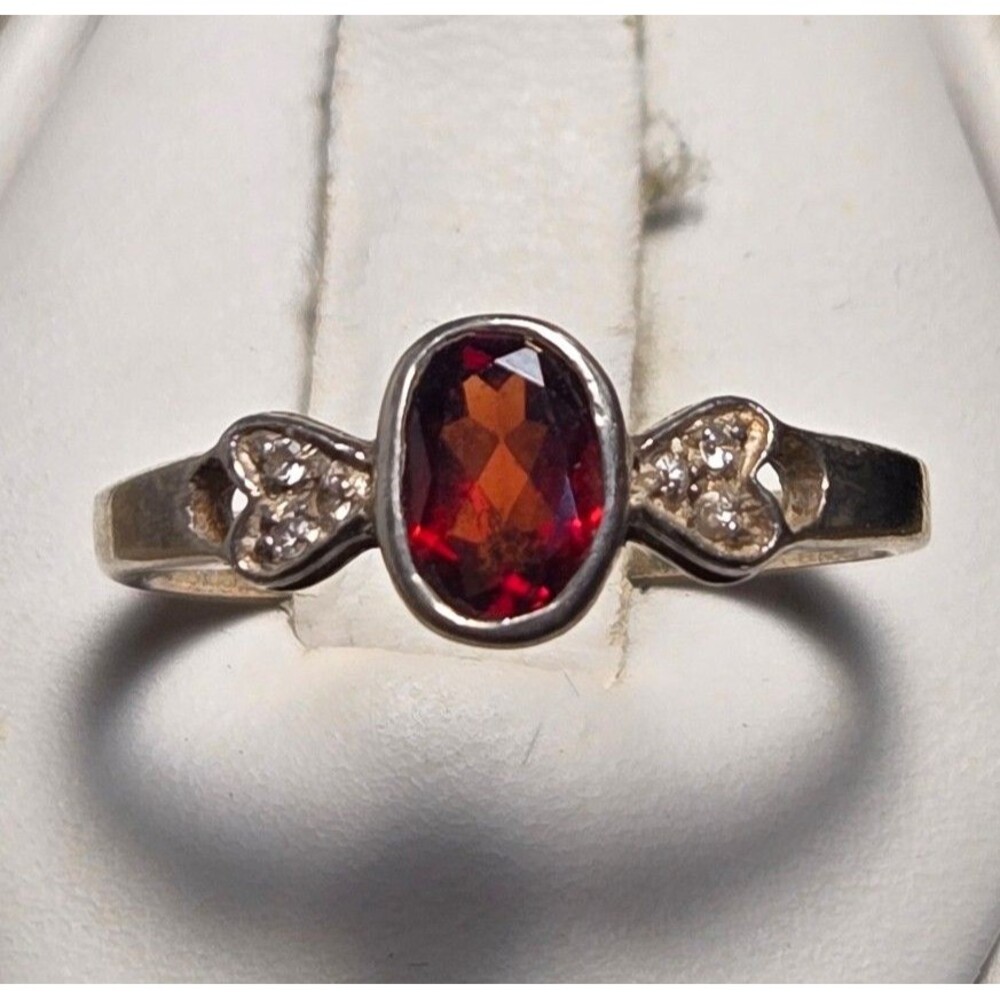 Red vintage sterling silver ring sz 8
